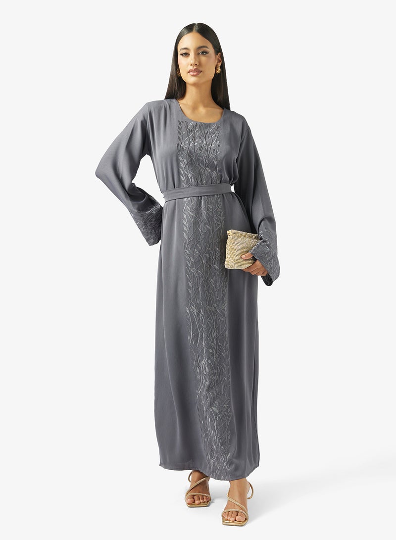 hayas closet Emroidered Belted Jalabiya - Image 4